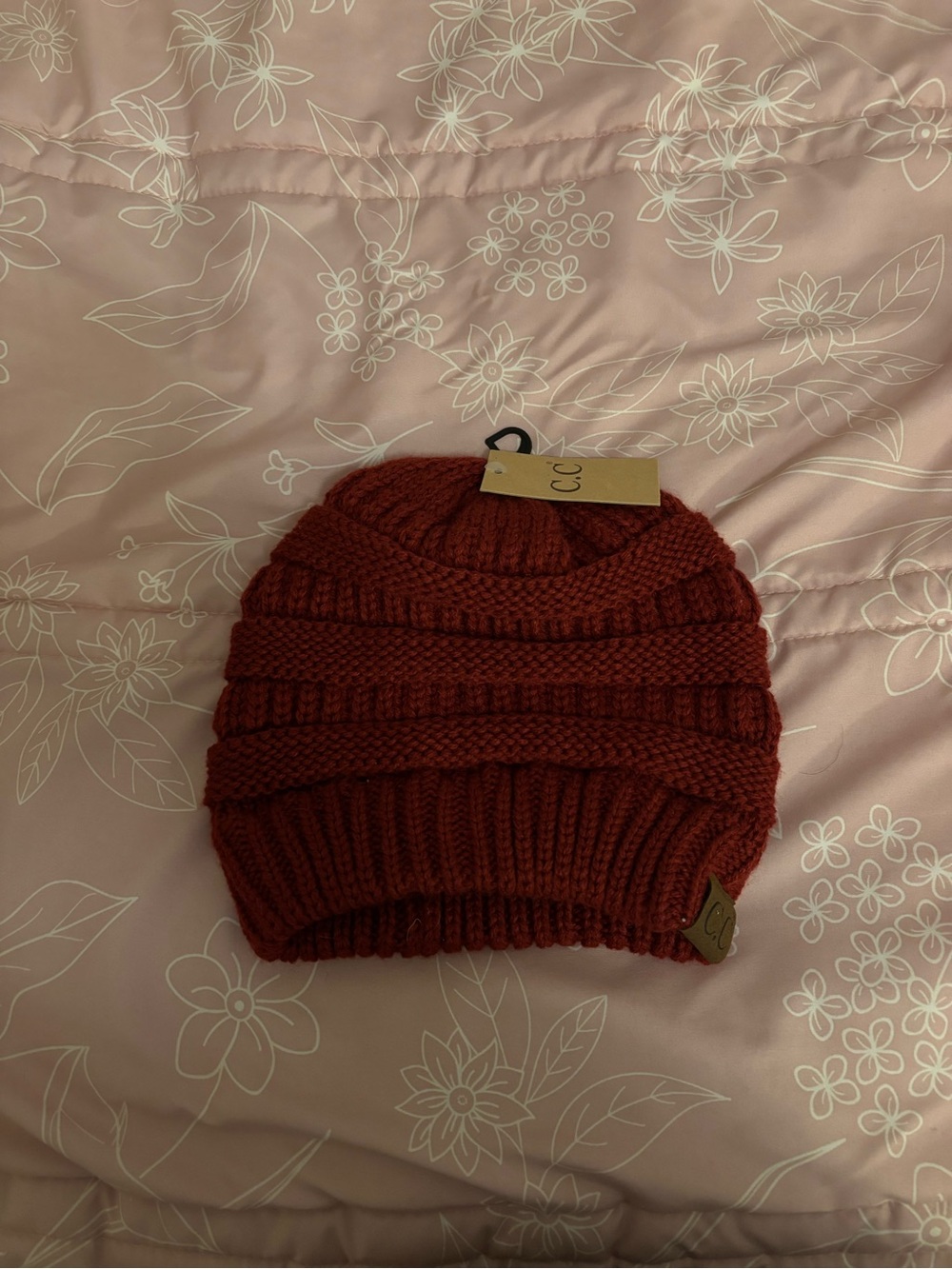 C.C Rust Red Ribbed Knit Beanie